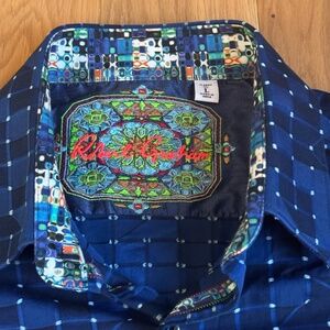 Robert Graham Knowledge Wisdom Truth Shirt Men’s L Blue Geometric